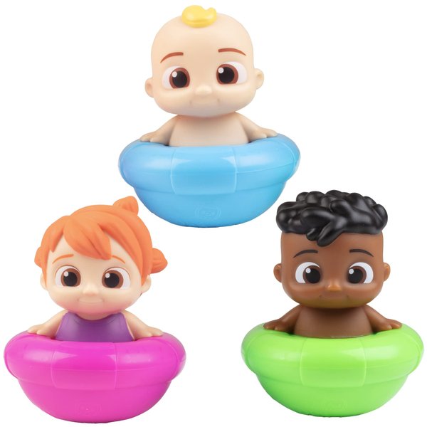 CoComelon Floating Pool & Bath Toys 3-Pack - Includes JJ, Cody, YoYo - Officially Licensed - Water Figure Playset for Summer Swimming & Tub - Easter Gift for Toddlers, Preschoolers & Kids 18mo+