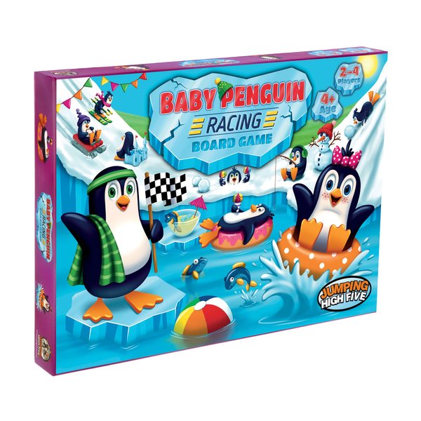 Jumping High Five Baby Penguin Racing Board Game! Snowy Penguin Race Game for 2-4 Kids Ages 4 and Up, Children Learn New Skills While Sliding Down The Iceberg to Reach The Polar Party