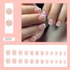24Pcs Short Fake Nails Square Press on Nails White French Tip Glue on Nails Acrylic False Nails with Rhinestone Design Full Cover Stick on Nails for Women and Girls DIY Manicure Art Supplies