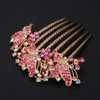 Chargances Butterfly Luxury Crystal Hair Comb Boho Shiny Flower Hair Comb Bridal Wedding Pink Rhinestone Hair Side Combs Hair Accessories Headpiece for Women and Girls (Pink)