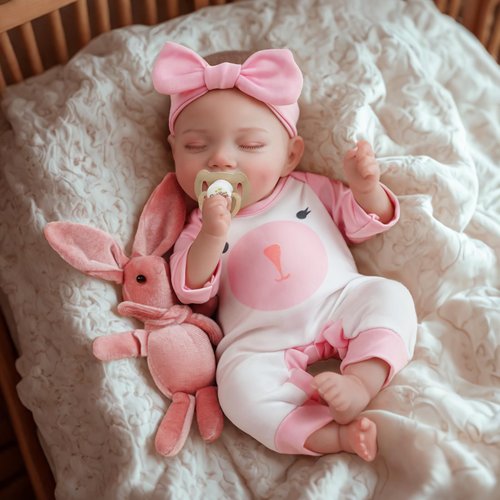JIZHI Reborn Baby Dolls - 12-Inch Soft Body Realistic-Newborn Baby Doll Full Vinyl Body Poseable Real Life Baby Dolls Sleeping Girl with Toy Accessories Gift Set for Kids Age 3+