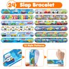 48 PCS Transportation Party Favors 24PCS Tattoos Stickers 24PCS Slap Bracelets Wristbands Perfect for Themed Birthday Baby Showers or Classroom Rewards Ideal Decor and Gifts for Girls and Boys