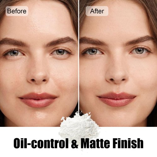 Hersziren Translucent Loose Setting Powder, Lightweight, Long-Lasting Matte Finish Face Powder, Oil Control, Pore-Minimizing, Talc-Free Makeup, 10g, Shimmer Sheer