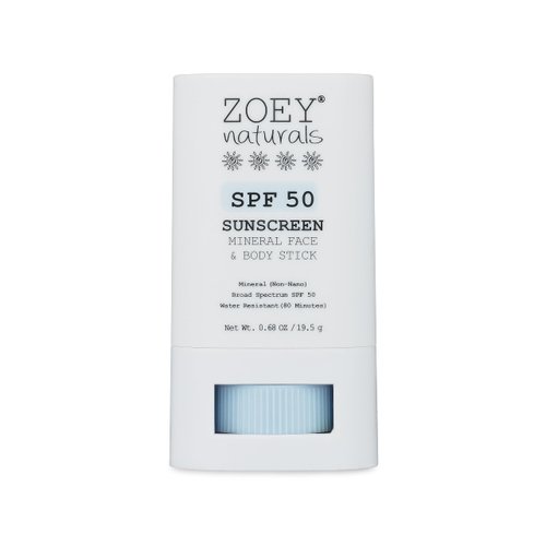 Zoey Naturals SPF 50 Mineral Sunscreen Stick for Babies & Kids - Safe Sunblock Moisturizer for Body & Face - with Rose Hips Oil, Zinc Oxide, Cruelty Free and Reef Safe, Made in USA