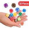 16MM Standard 6 Sided Dice Set, 50 Pieces Colorful Dice for Board Games, Classroom Math Bulk Game Dice, Make Entertainment More Exciting