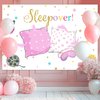 Mocsicka Sleepover Party Backdrop Sleepover Pajamas Pillow Fight Pink Girl Party Decorations Slumber Party Banner Photography Background Cake Table Studio Props (5x3ft)