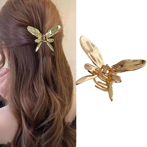 Butterfly Hair Clips Gold Hair Claws Metal Butterfly Hair Jaw Clamp Nonslip Hair Grab Clips Elegant Hairpin for Women Girls Thick Thin Hair Accessories