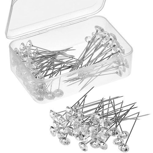 100 Pieces Diamond Bouquet Pins Corsages Pins Flower Pins 2 Inch Crystal Rhinestones Floral Pins Diamonds Pins for Flower Bouquets Wedding Bridal Hair Accessories Jewelry Decor DIY Craft Sewing