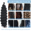 Deep Wave Braiding Hair Color 4 Water Wave Crochet Hair 16 Inch Ocean Wave Crochet Hair for Butterfly Locs Soft Faux Locs French Curl Crochet Braids Curly Crochet Hair Dreadlock Extensions(3 Packs)