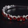 JWICOS Rhinestone Bridal Headband Silver Wedding Tiara for Brides Headpiece Crystal Wedding Hair Accessories for Prom Party (Red)