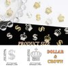 YAEISM 20PCS Dollar Sign Nail Charms Gold Silver Crown Nail Charms 3D Crystal Money Charms for Nails Luxury Nail Rhinestones for Nail Art and DIY Crafts Decoration