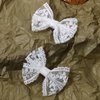 White Lace Hair Bows Small Cute Lace Ribbon Bow Alligator Clip Hairpins Barrettes 3" Baby Teens Toddler Flower Girls Wedding Pageant Communion Birthday Party Dress Decor Accessories