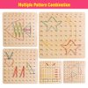 Skrtuan Wooden Geoboard with Rubber Bands, Montessori Educational Toy for Kids, Pattern Block Geo Board with Pattern Cards and Rubber Bands Create to Figures Shape STEM Puzzle Matrix Brain Teaser