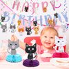 Chinco 16 Pcs Cat Theme Birthday Party Decorations Party Supplies Kit, Includes Cat Party Banner with 6 Cat Hanging Cutouts 6 Hanging Swirl Decor and 3 Birthday Honeycomb Party Decoration(Cool Style)