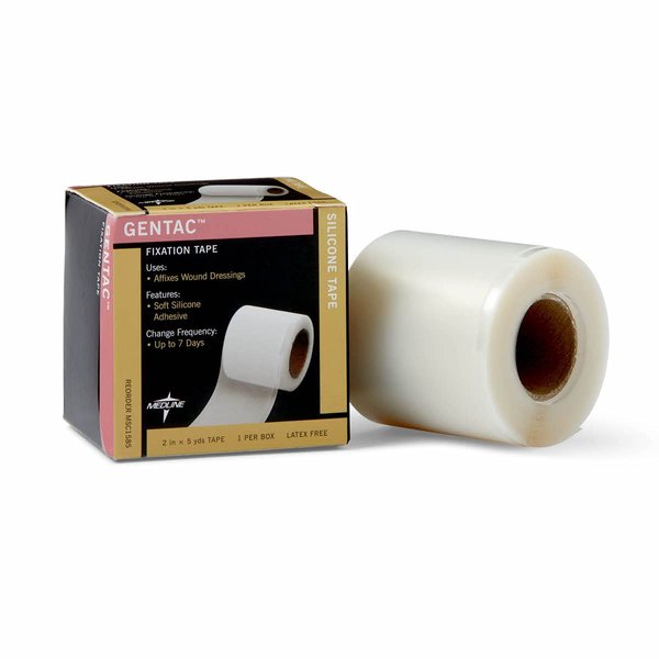 Medline Gentac Dressing Tapes, Affixes Wound Dressings, Silicone Adhesive, Gentle on Skin, Easy to Apply, Waterproof, 2" x 5 yds