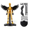 Flavery Upgraded T13 Action Figure with Wings and Holder -【Assembly Completed】 Dummy 13 Robot, 3D Printed Flexible Titan Gift, Multi-Jointed Lucky Desk Executive Toy - 5.3 inch (Gold)
