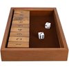 WE Games Shut the Box Game Wooden – 9 Number Flip Tiles with Dark Stained Wooden Box, Board Game for Game Night, Math Games, Clackers, Family Games, Adult Dice Games, Board Games for Adults, 11 inches