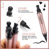 POPMISOLER 5 Pcs Liquid Eyeliner Pen Stamp Set, Dual Ended Black Eyeliner with Heart/Star/Triangle Shape Eye Liner Stamp Waterproof Long Lasting Stamp Makeup Eyeliner for Women Girls