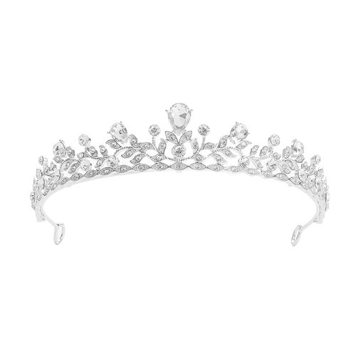 SH Silver Wedding Tiara for Women and Girls, Princess Crowns and Tiaras for Bride Rhinestone Birthday Crown Headband Crystal Costume Party Prom Hair Accessories