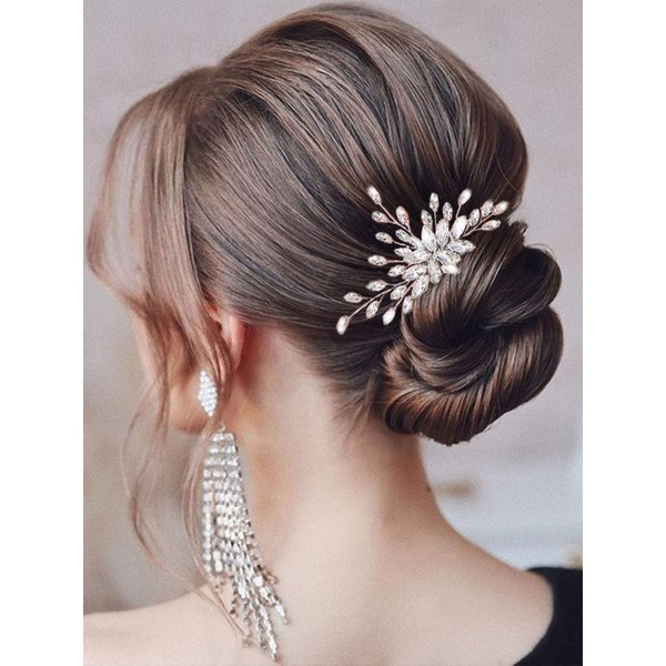 Catery Rhinestone Bridal Hair Comb Silver Crystal Wedding Hair Pieces Bride Hair Accessories for Women and Girls