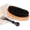 Aosina Wave Brush Set with Cleaning Brush and Travel Bag- Natural Boar Bristles Hair Brush with Beechwood Handle-Perfect for 360 Waves, Curly Hair and Afro Hair