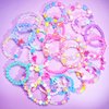 SIELEVIN 27 PCS Colorful Kids Bracelets for Girls Beaded Toddler Bracelets Little Girls Birthday Easter Party Favors Goodies Bag Stuffers Pretend Play Costume Jewelry Christmas Gift