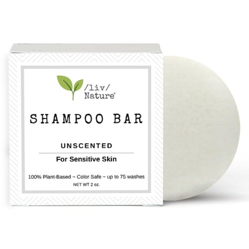 /liv/ Nature Unscented Shampoo Bar | Fragrance Free Shampoo | Hypoallergenic | Rich Lather | Gentle, Safe for Sensitive Skin, Psoriasis | USA 1-pk