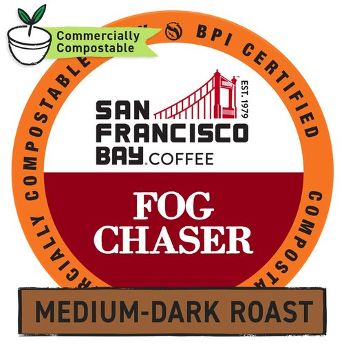 San Francisco Bay Compostable Coffee Pods - Fog Chaser (12 Ct) K Cup Compatible including Keurig 2.0, Medium Dark Roast
