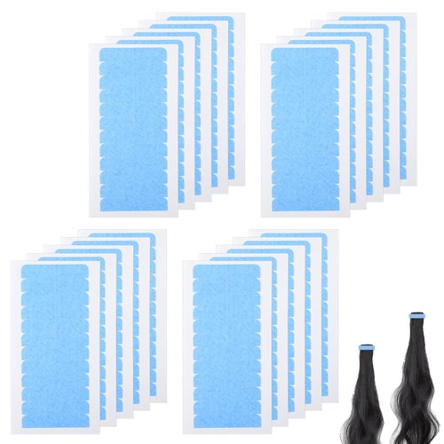 LLOUSSAK Hair Extension Tape, 240Pcs Adhesive Replacement Tape for Hair Extensions, Blue Wig Tape Double Sided Ultra Hold, Waterproof Front Wig Tape Tabs Real Hair Extensions for Hair Extensions