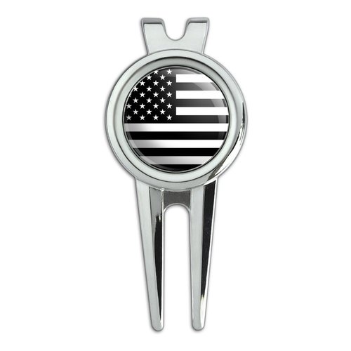 GRAPHICS & MORE Subdued American USA Flag Black White Military Tactical Golf Divot Repair Tool and Ball Marker