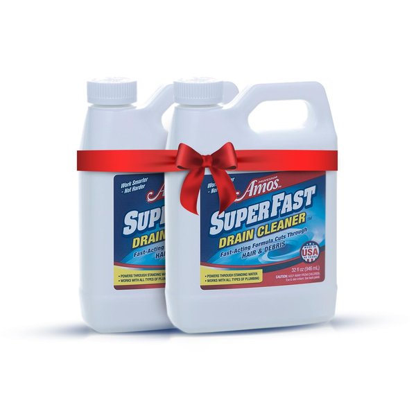 Professor Amos' Superfast Drain Cleaner Dissolve Hair, Grease, Food & Build Up Fast (32 Oz, Pack Of 2)