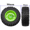4Pcs HIRCQOO 1.9" RC Crawler Tires OD 90mm Rubber Tire and Plastic Wheel Rims 12mm Hex Compatible with 1/10 Axial SCX10 D90 Tamiya CC01 TF2 TRX4 RC Crawler (Green)
