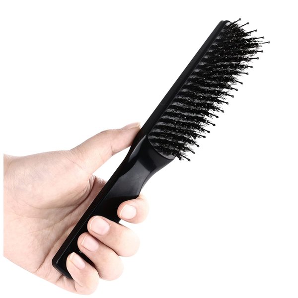 PERFEHAIR Boar & Nylon Bristle Paddle Hairbrush for Women & Men, Black - For Wet, Dry Thin, Thick, Curly Hair Smoothing, Styling, Detangling