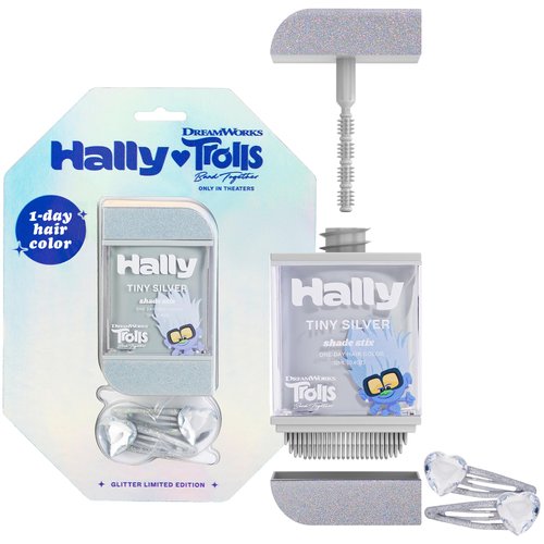 Hally x Trolls Band Together | 1-Day Hair Color for Kids | Tiny Silver Hair Dye | No Mess | Hair Accessories for Girls & Boys | Trolls Makeup | Trolls Movie Merch
