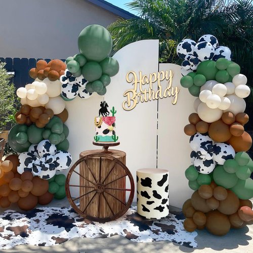 158 PCS Green Cow Balloons Arch Garland Kit Cow Party Decorations for Baby Shower Birthday Farm Western Cowboy Theme Party Supplies Decorations