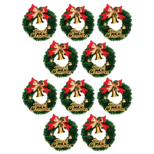 10 Pieces Dollhouse Miniature Christmas Wreath Dollhouse Accessories Mini Decorative Wreaths for Xmas Decoration Accessories Miniature Scene Model Pretend Play for 1/12 1/6 Scale Doll