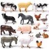16 Pcs Mini Farm Animal Toys Realistic Plastic Kids Animal Figurines Playset for Kids Birthday Cake Topper Easter Egg Fillers Animal Theme Toys