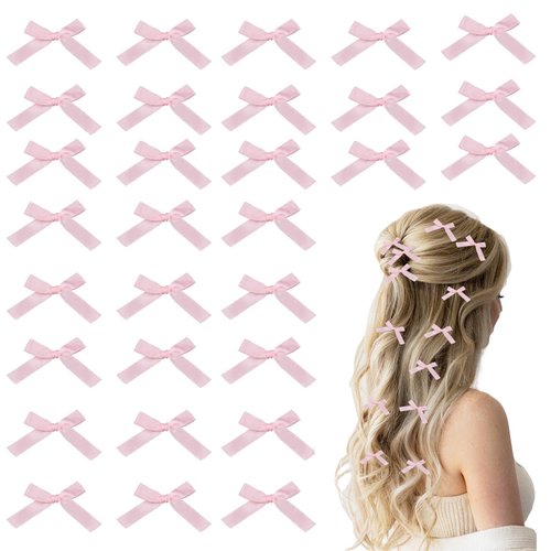 30PCS Mini Bow Hair Claw Clips Pink Colors Women Girls Kawaii Y2k Braiding Hairclip Stylish Hair Accessories