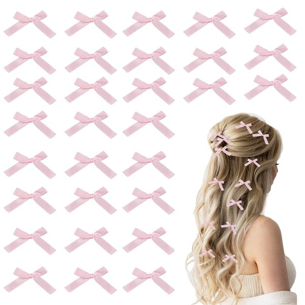 30PCS Mini Bow Hair Claw Clips Pink Colors Women Girls Kawaii Y2k Braiding Hairclip Stylish Hair Accessories