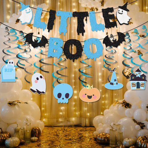 Blue Halloween Baby Shower Decorations Little Boo Baby Shower Decorations Halloween Baby Shower Decorations for Boy Baby Shower Halloween Decorations
