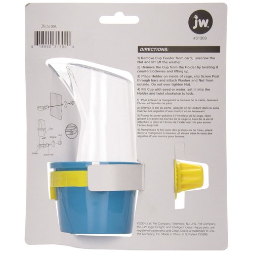 JW Pet Bird Cage Clean Cup Feeder & Water Cup Bird Accessory, Medium (Assorted Colors)