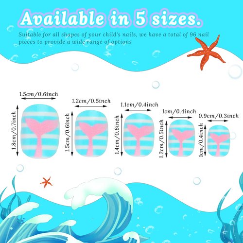 96 Pcs Fake Nail Press on Nails for Girls, Lovely False Nail Tips Pre-glue Full Cover Short Acrylic Gradient Color Nails for Girls Kids Nail Art Decoration(Pink&Green Theme)