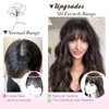 Fine Plus Clip in Bangs 360° Cover Mini Hair Topper Curly Bangs Hair Clip Fake Bangs Synthetic Wavy Hair Toppers for Women French Clip in Hair Extensions for Daily Wear(Brown Black)