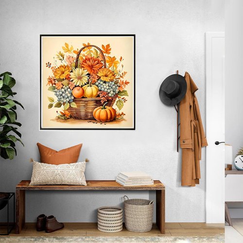 Axquilon Flowers Paint by Numbers for Adults Beginners-DIY Flower Adult Paint by Number Kits Painting on Canvas, Basket Painting by Numbers for Adults, Craft Kits for Adults 16x16 Inch