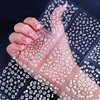 30Sheets Floral Nail Art Stickers Decals 3D Self Adhesive White Flower Designs Nail Supplies White Flower Stickers with Rhinestones Nail Decorations for Women Manicure Charms Transfer Tool Nail Wraps