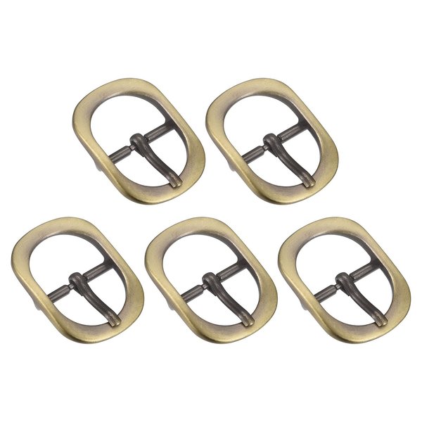 uxcell Metal Roller Buckle, 5Pcs 3/4 Inch Single Prong Belt Buckle Oval Center Bar Buckles for Leather Craft Accessories, Bronze