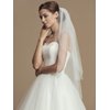 Unsutuo 2 Tiers Bride Wedding Veil Short Fingertip Bridal Tulle Veil with Comb and Cut Edge (White)