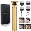 Hair Clippers for Mens Zero Gapped Cordless Hair Trimmer T-Blade Trimmer Professional Haircut & Grooming Kit Rechargeable Edgers Clippers Hair Trimmer Shaver Cutting Kit with LCD Display (Gold)