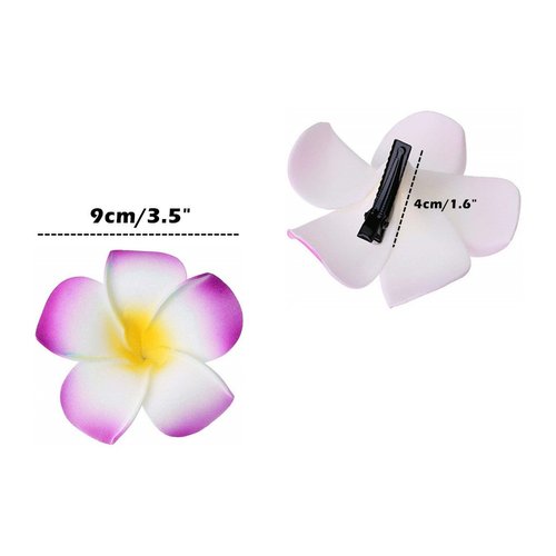 ALIMITOPIA Hawaiian Plumeria Hair Clip Foam Artificial Tropical Flower Hairpin Barrette Hair Accessories for Luau Beach Party(Plumeria Flower;12pcs;Medium Size)