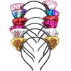 Onwon 6 Pieces Glitter Cat Ear Headbands Reversible Shine Sequins Cute Cats Hair Hoop Bling Hairband Costume Hair Accessories for Women Girls Daily Wearing Party Decoration